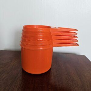 Vintage 1970s Tupperware Harvest Orange Measuring Cups - Set of 5
